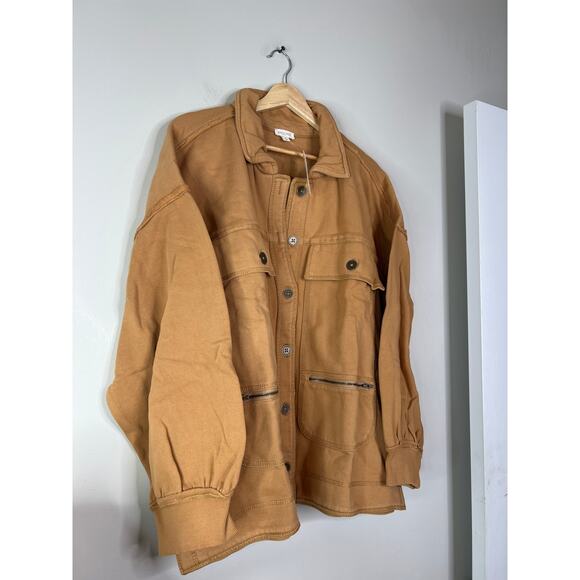 NWT Pilcro Cotton Microfleece Full Sleeve Pockets Button-Front Jacket Honey - Picture 3 of 7